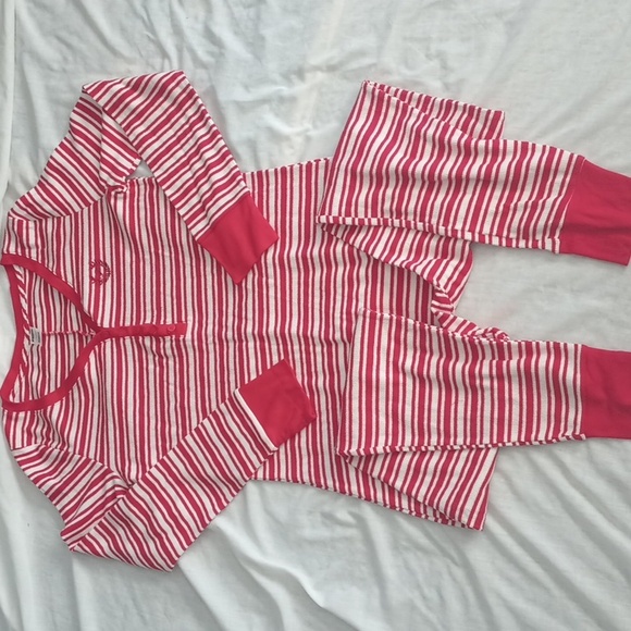 Victoria's Secret Pink Pajamas L Red White Striped Long Janes Thermal Onesie New - Picture 1 of 6